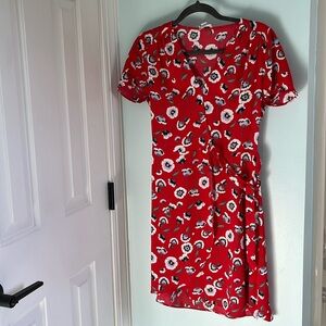 J Crew wrap dress in red print, like new